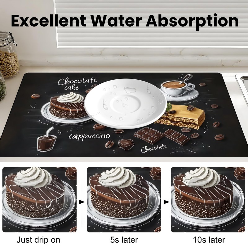 BVBOX 17"x 32" Coffee Bar Mat, Coffee Chocolate Absorbent Dish