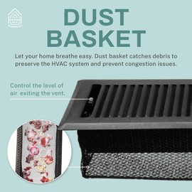 2 Pack Contemporary 2x10 Inch Decorative Floor Register Vent with Mesh Cover Trap, Matte Black