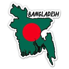 Squiddy Bangladesh Map with Flag - Vinyl Sticker Decal for Phone, Laptop, Water Bottle - 3"