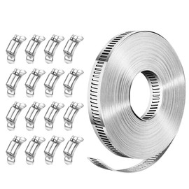 Abrazaderas para Manguera de Acero Inoxidable 304, Kit Ajustable de 10 m con 16 Sujetadores, Abrazadera para Tubo Cortable para Tubos y Ductos