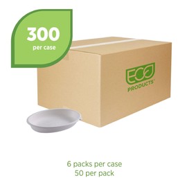 ECO PRODUCTS Compostable 32oz Oval Bowls, Case of 300, Disposable Vanguard White Molded Fiber, Tree-Free, Lids Available, Renewable Molded Natural Fibers, No PFAS, ASTM Compliant, BPI-Certified