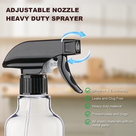 Hethyo Spray Bottles 16.9oz Plastic Empty Spray Bottle for Hair Mist/Stream Spraying Heavy Duty Square Water Spray Bottles for Cleaning Solutions, Plants, Cooking，Essential Oils, BBQ 2 Pack (16.9oz)