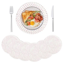Luxury little Round Woven Placemats Set of 6, 13 Inches Table Place Mats for Dining Table, Hot Pads for Kitchen, Kitchen Essentials Trivets for Hot Dishes, Pots and Pans ﻿- White Gold