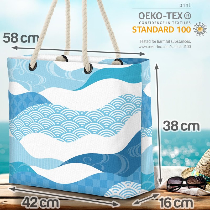 VOID Japan Waves Sea Pattern Beach Bag Shopper 58 x