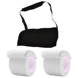 1 Piece Arm Sling, 2 Rolls of Hand Bandages, Arm Support Sling, Elbow Sling, Arm Sling for Elbow Injury, Arm Sling for Broken Wrist, Adjustable Arm Sling