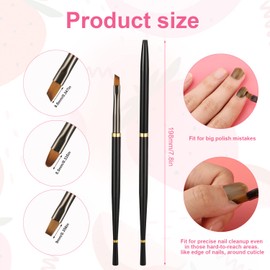 3pcs Nail Clean Up Brushes, Builder Gel Brush Nail Brushes Set with Round Angled & Flat Head for Cleaning Polish Metal Nail Brushes Set for Nail Art Acrylic Gel Polish (Black)