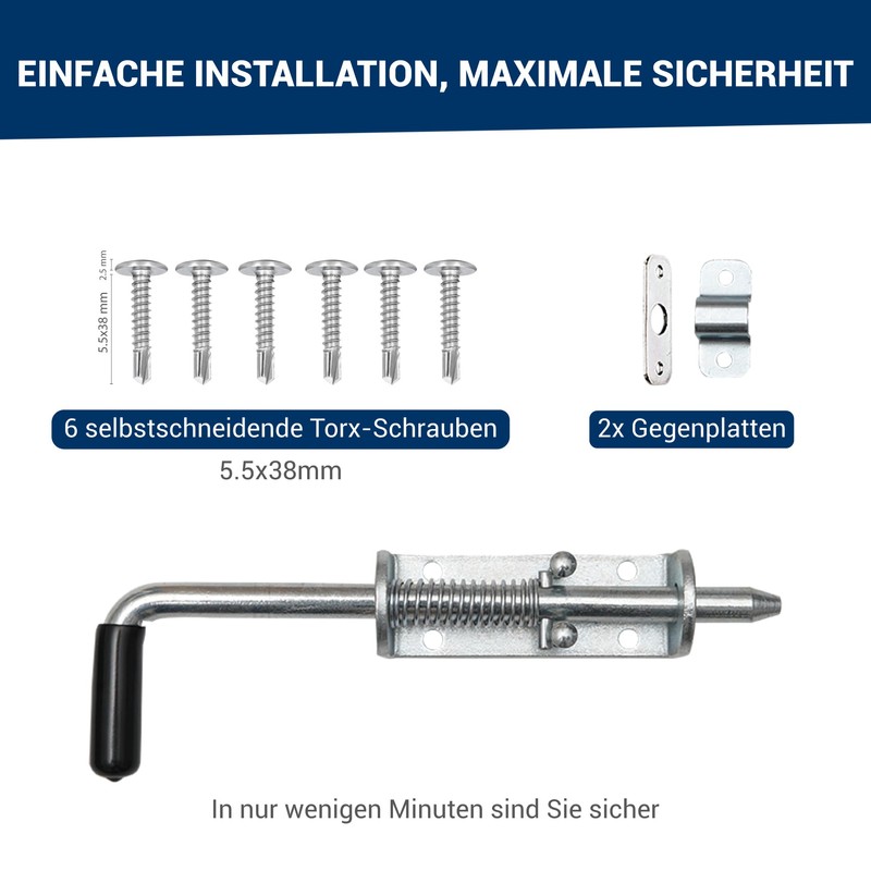 Torfix® Spring Latch - Robust Lock Bolt 220 mm -
