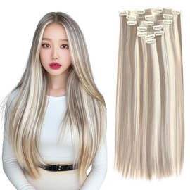 Paruks Wig, Neckline Extension, One Touch Extension, Set of 7, 21.7 inches (55 cm), Clip Included, Hair Extension, Point Wig, Partial Wig, Extension, Long, Curl, Heat Resistant, Natural