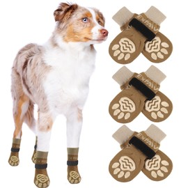 EXPAWLORER Double Side Anti-Slip Dog Socks with Adjustable Straps - 3 Pairs Soft and Breathable Puppy Non-Slip Paw Protection, Better Traction Control for Indoor on Wooden Floor Wear