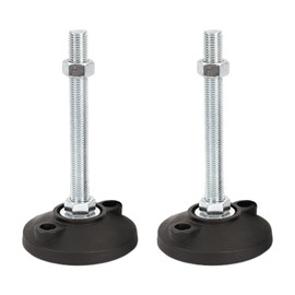2 Pcs Niveladores de Muebles, D125×M14×L150 Altura Regulable hasta 150 mm Carga 250 kg Base de Goma de Acero al Carbón para Estantes, Maquinaria Mesas