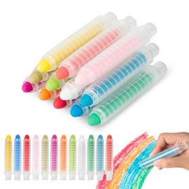 LVYOALIN LVYOALIN Dustless Chalk for Kids,Non-toxic 12 Colored Sidewalk Chalk With Holder for Kids, Washable Toddlers Chalks for Blackboard Drawing Writing