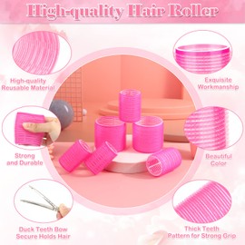 Hair Rollers with Clips Thrilez Self Grip Jumbo Hair Roller Include 63mm 44mm 35mm Hair Curlers Rollers for Long Medium Short Hair, Salon Hairdressing Rollers Tools for DIY Hair Styling