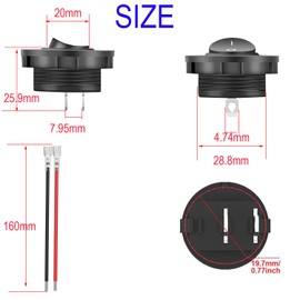 RUNCCI-YUN 5 Pcs DC 12V 20A waterproof round rocker switch，Toggle Rocker Switch Panel,ON/Off rocker switch,12v Car switch 2 Pins Toggle Buttons with Housing，for Car Automotive Boat Truck（black）