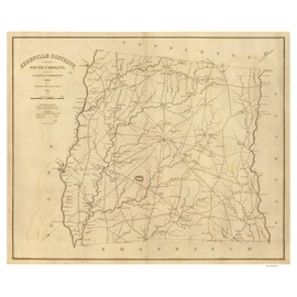 Abbeville District South Carolina 1825 - County Wall Map - Homeowner names - Mills Atlas - RSY - Old Map Reprint