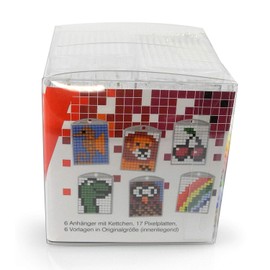 Pracht Creatives Hobby P90006-63501 - Pixel Fun Craft Set for 6 Lockets, Key Ring for Children, Boys and Girls - Ideal as a Small Gift or Party Bag Item for Children's Birthday Parties