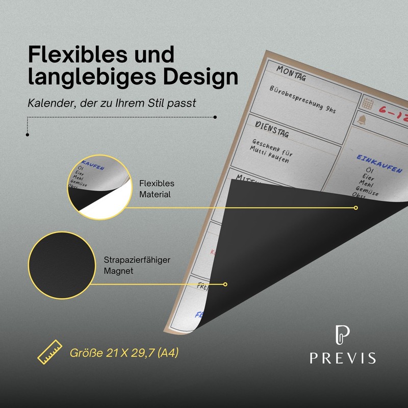 Previs Weekly Planner Wipe Clean with 3 Erasable Pens -