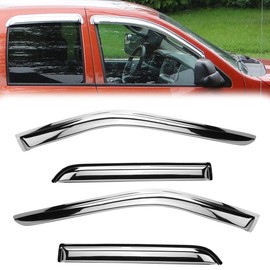 Deebior 94040Y Chrome Side Window Visor Wind Vent Deflector,4pc Outside Mount Style Shade Sun Rain Guards Set for 2007-2013 Chevy Silverado/GMC Sierra 1500,07-14 Silverado 2500 HD/3500 HD Extended Cab