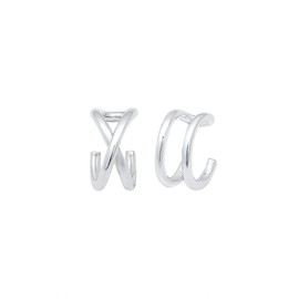 Elli Geo Basic Minimal Women's Earcuff Set in 925 Sterling Silver, Sterling Silver, None