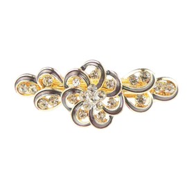 Womens Girls Crystal Rhinestone Diamante Wedding Birthday Party Evening Ponytail Fine Medium Hair Accessories Occasion Barrette Hairpin Grip French Spring Clip Enamel Round Bow (Brown)