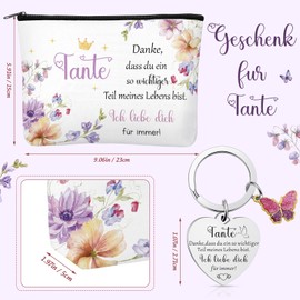 Xuniea Aunt I Love You Gifts Aunt Thank You Gifts Including Heart Keyring Cosmetic Bag Birthday Gifts for Aunt for Christmas Thanksgiving Day, as shown in the picture