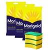 Shopping Sky Marigold Gloves Medium x3 & Kitchen Sponges Bundle