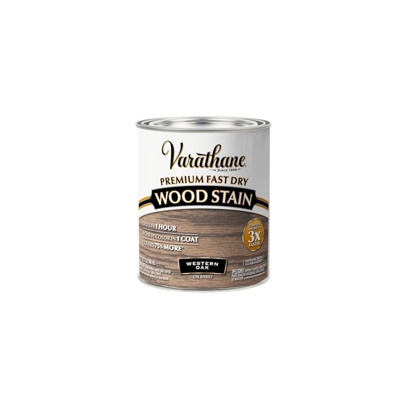 Varathane Premium Fast Dry Wood Stain, Quart, Western Oak