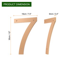 sourcing map 12 Inch Modern House Number, Acrylic Floating House Number for Outside Address Sign for House with Nail Kit for Mailbox Yard Home Front Door (Number 7, Gold Tone)