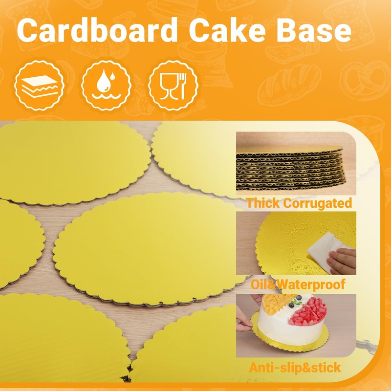 EUSOAR Gold Cake Board, 50 Pack 10 Inch Sturdy Corrugated