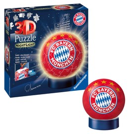 Ravensburger 3D Puzzle Night Light FC Bayern Munich Fan Item for Children from 6 Years LED Bedside Lamp with Clapping Mechanism, Night Light