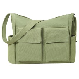 RZMAYIS Laptop Messenger Bag for Men and Women, Canvas Tote Cross-body Shoulder Bag with Laptop Sleeve, Canvas Messenger Bag for Work (Green)