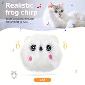3 Cat Toys with Catnip, Interactive Cat Ball with Sound, for Cat to Play (White)