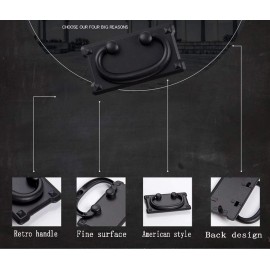 NoBrand 2pcs Vintage Antique Drawer Ring Pull Handles Knobs Hardware-Black