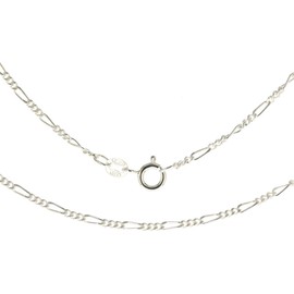 925 Sterling Silver Fine Figaro Chain Necklace 1.5mm Wide 16 Inch Long Gift Boxed