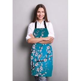 Wasach Spring Japanese Cherry Blossom Apron, Flowers Adjustable Neck Bib Apron for Men Women,Suitable for Kitchen Cooking Waitress Chef Apron