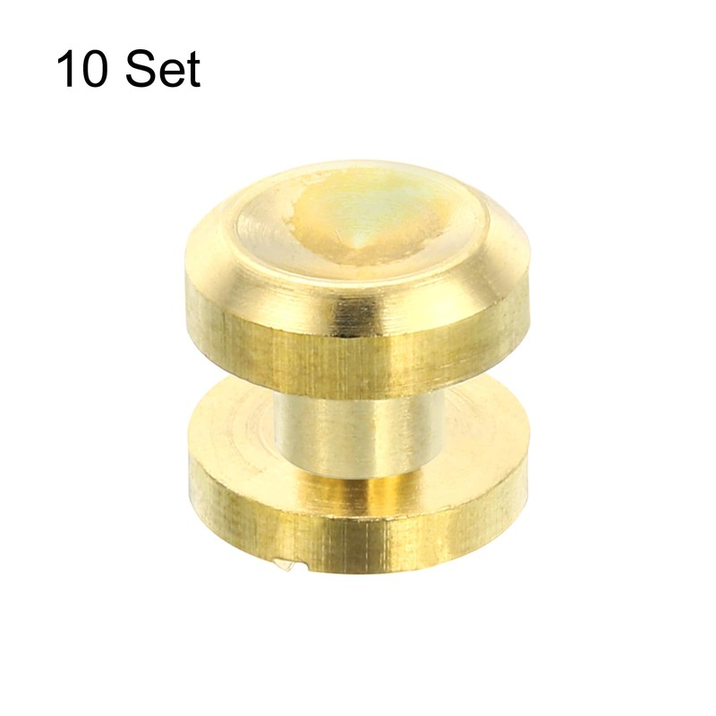 sourcing map 10Sets Brass Chicago Screw Fasteners, 4mm Concave Screw