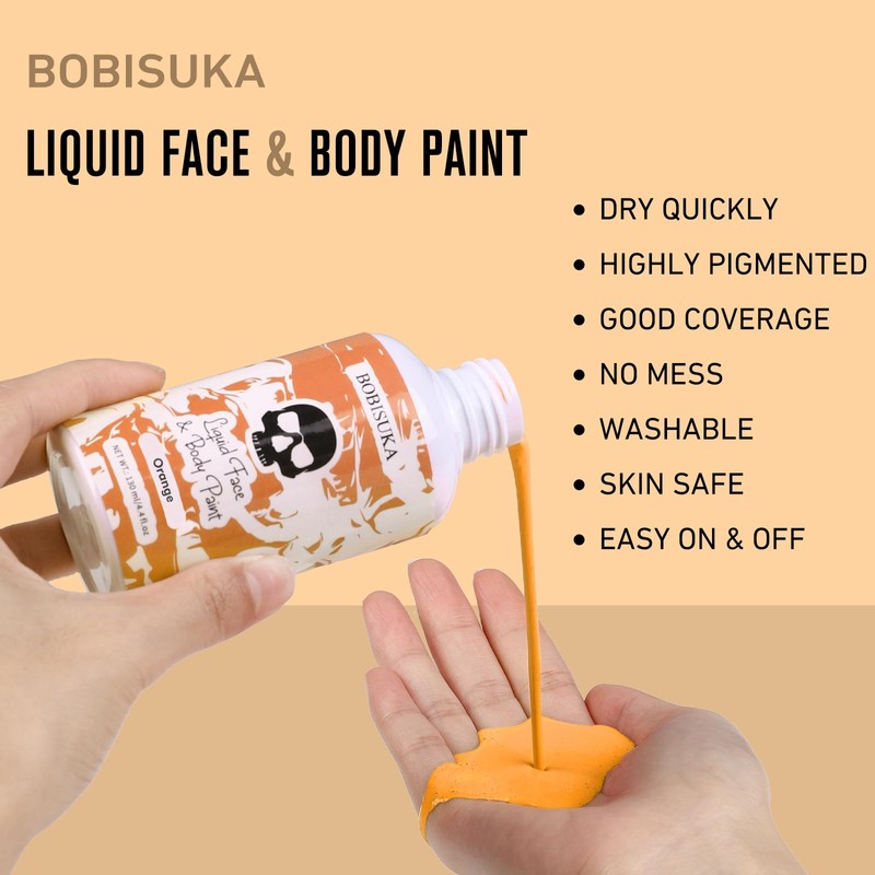 BOBISUKA Orange Liquid Texture Face and Body Paint Washable