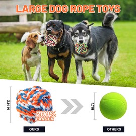 GASAPET Extra Large Dog Chew Rope Toys for Aggressive Chewers, 5 Pack Durable Dog Balls for Medium Large Breeds, Dental Cotton Dog Rope Toys, Puppy Teething Chew Toys, Interactive Dog Toys