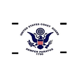 Fast Service Designs USCG License Plate U.S. Coast Guard Seal Patriotic Emblem Paratus Version