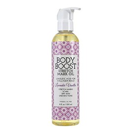 Body Boost Lavender Vanilla Stretch Mark Oil 8oz, Pregnancy and Nursing Safe Skin Care