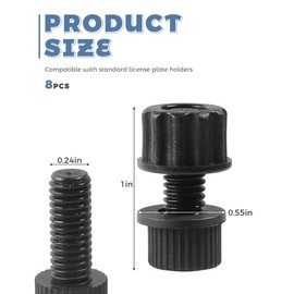 UNLRAE Motorcycle License Plate Bolts,Car Accessories Nylon License Plate Cover Screws,Nylon Rust Proof Nuts and Screw Fasteners,Suitable for Motorcycles Bikes Boats Trailers and other Vehicles (8pcs)