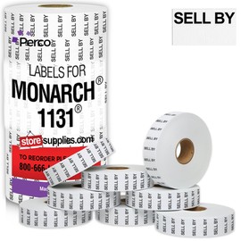 Perco Sell by Labels for Monarch 1131 Price Gun - 8 Rolls, 20,000 Pricemarking Labels
