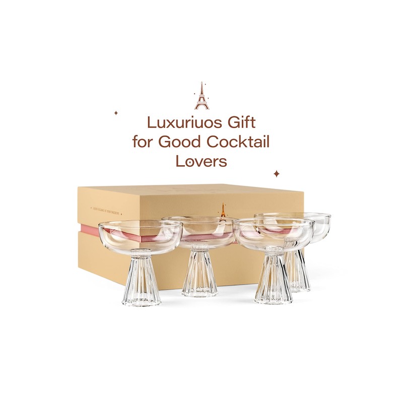 Paris Coupe Cocktail and Champagne Glasses for Daiquiri, Sidecar, Gimlet