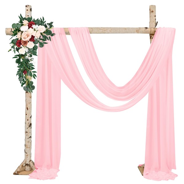 Wedding Arch Draping Fabric 2 Panel 28" x 20Ft Pink