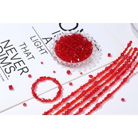 XIANNVXI 800pcs Faceted Red Glass Beads 4/6/8mm Red Beads,Crystal Beads Glass Beads for Crafting,Jewellery Beads Craft Beads,Bulk Glass Beads for Bracelet Making,Glass Beads for Vases