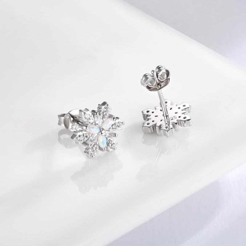 Sterling Silver Snowflake Earrings Necklace Bracelet: Winter Pendant Jewelry With