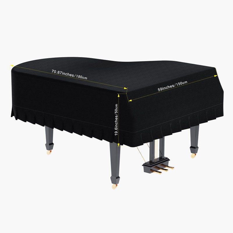 Kaieyres Grand Piano Cover, Velvet Piano Cover Decorative Full black