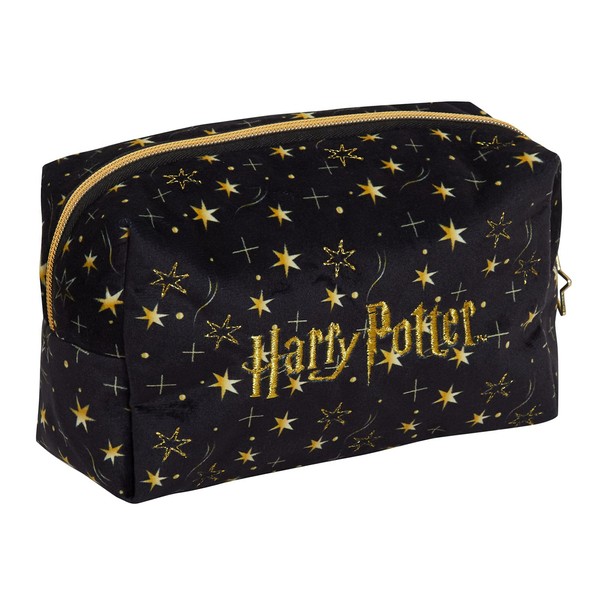 Harry Potter Make Up Bag for Women Girls Pencil Case Black Velvet Cosmetic Toiletries Bag Travel Accessory Deathly Hallows Gift