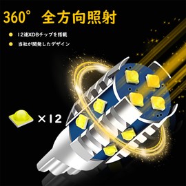 Aunvista T16 T15 LED Tail Lamp, Back Lamp, Explosive Light, 4x Brightness Up, 12 V, Non-Polarity, 6500K, Backlight, Reverse Lamp, 12 Rungs, Built-in Canceller, Backward Light, 3 Years Warranty, White,