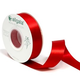 Allgala Double Sided Polyester Satin Ribbon 25 Yard Continuous Spool for Wedding, Bridal, Baby Shower, Gift Packing, Flower Bouquet Arrangement Decoration (Red,1" x25 yd) RB57105