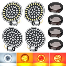 Amazicha 2inch LED Turn Signals, 1157 1156 Front Rear Turn Signals with 4 Smoked Lens Covers Kit Fit for Harley Touring Road Glide Street Glide Road King Electra Glide Softail Dyna Sportster 1986-2024